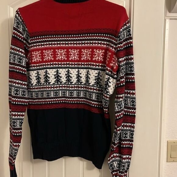 Vintage Aspen Red Nordic Snowflake & Tree Print Sweater Medium - Picture 5 of 6